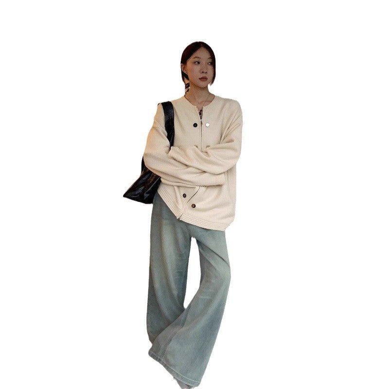 Damen klassischer Strickjacke mit gemütlicher Passform und dekorativen Knöpfen Drune