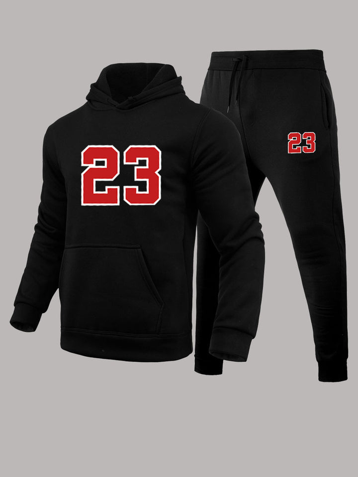Herren Hoodie- und Jogginghose-Set mit auffälligem Druck und sportlicher Passform Drune