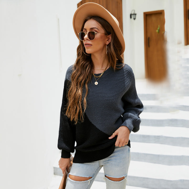 Damen lässiger Strickpullover mit asymmetrischem Design und weitem Schnitt Drune