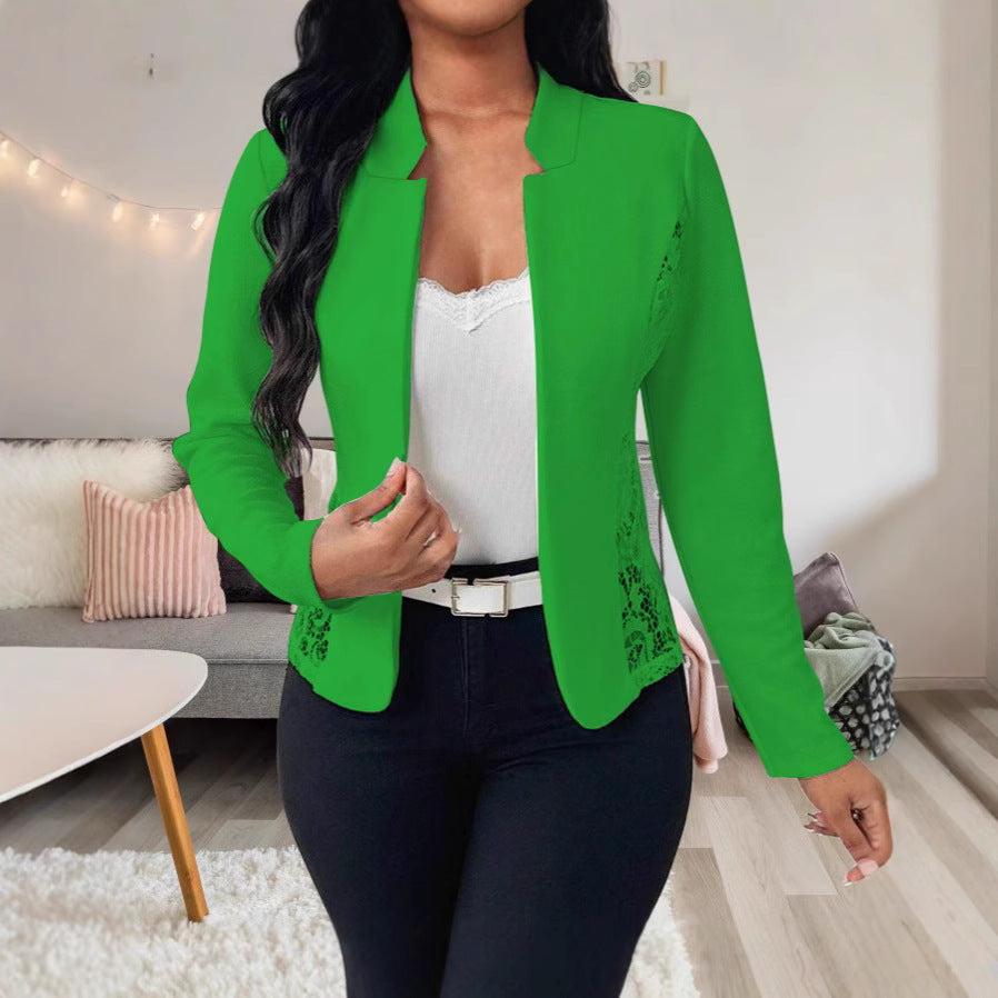 Damen Elegante Blazerjacke mit feinen Häkelverzierungen Drune