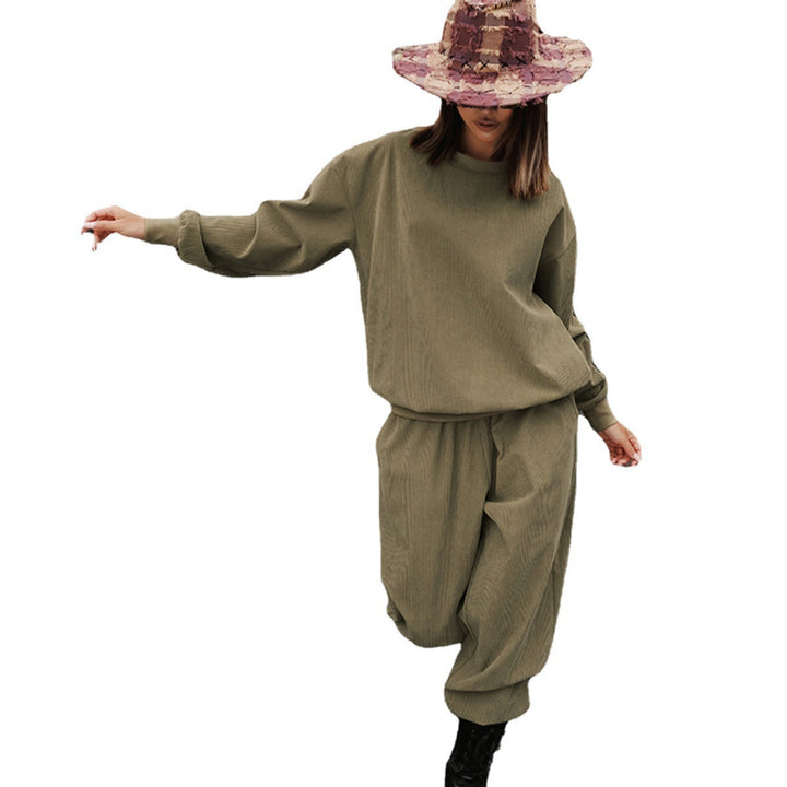 Damen nan strukturierter Cord-Trainingsanzug im Relaxed-Fit mit Bündchenhose Drune