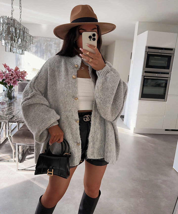 Damen gemütlicher Oversized-Strickpullover mit modernem Schnitt und voluminösen Ärmeln Drune