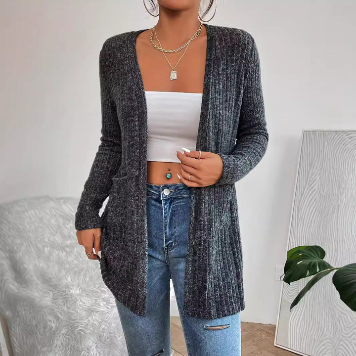 Damen Strickjacke mit feiner Rippstruktur und praktischen Taschen Drune