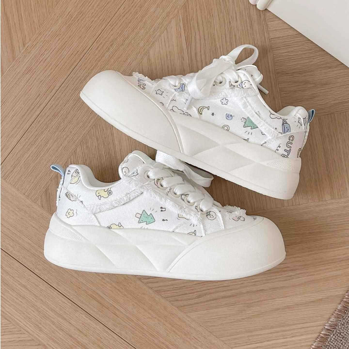 Damen Modische Freizeitsneaker mit floralem Design und komfortabler Sohle Drune