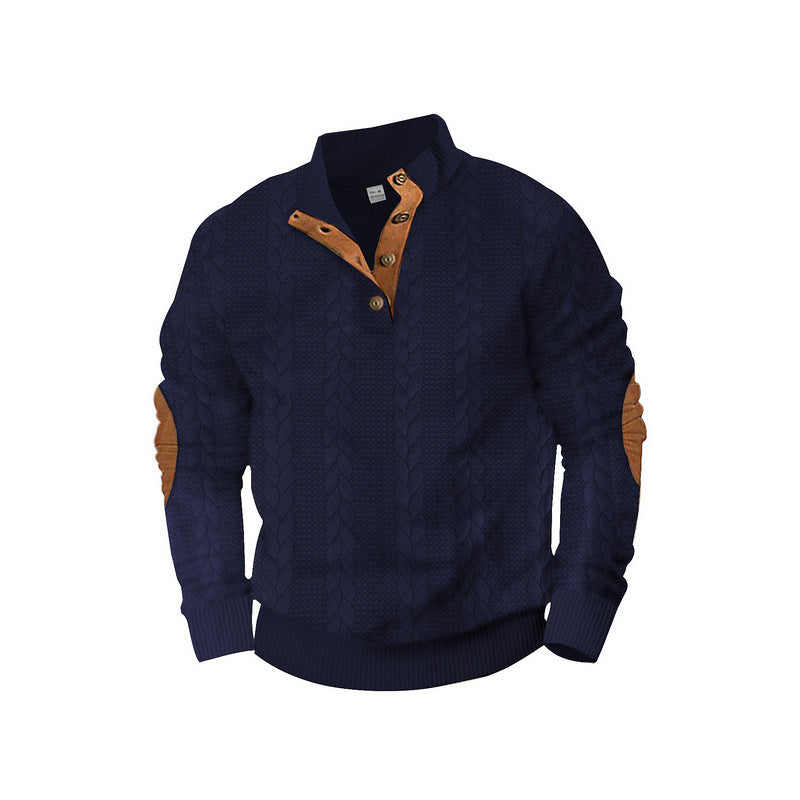 Herren modischer Strickpullover mit Stehkragen und kontrastierenden Akzenten Drune
