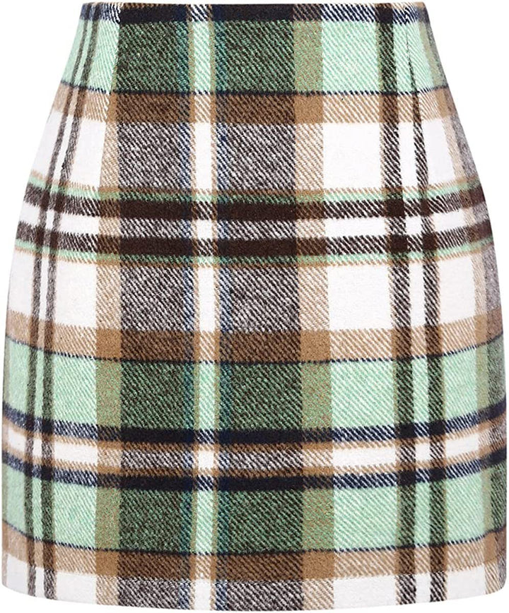 Damen Karierter Minirock mit hohem Bund und seitlichen Eingrifftaschen Drune