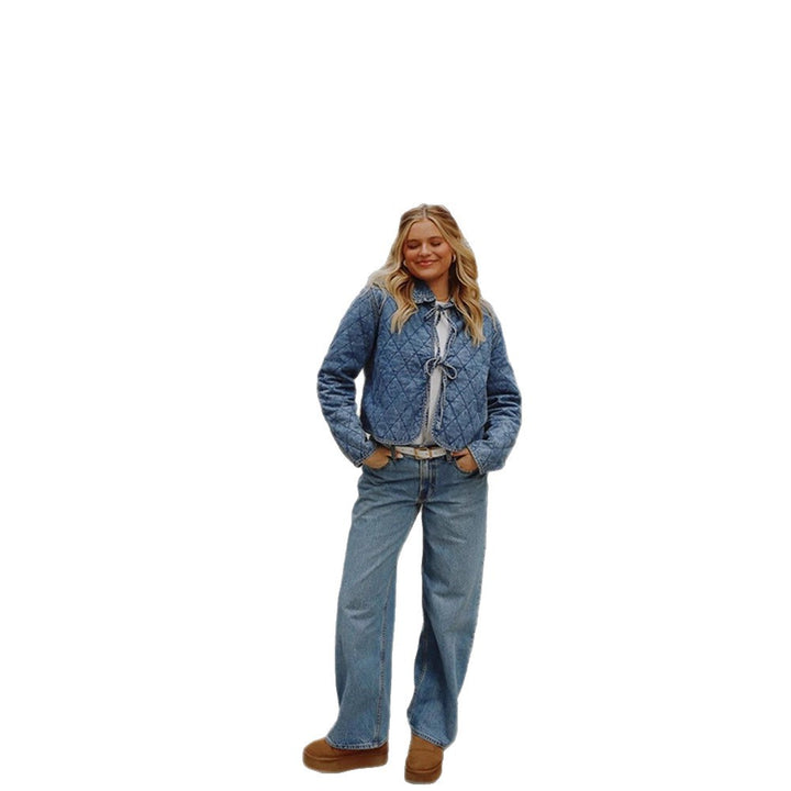 Damen gestepptes Kunstfell-Jacke mit tailliertem Schnitt und modernen Details Drune