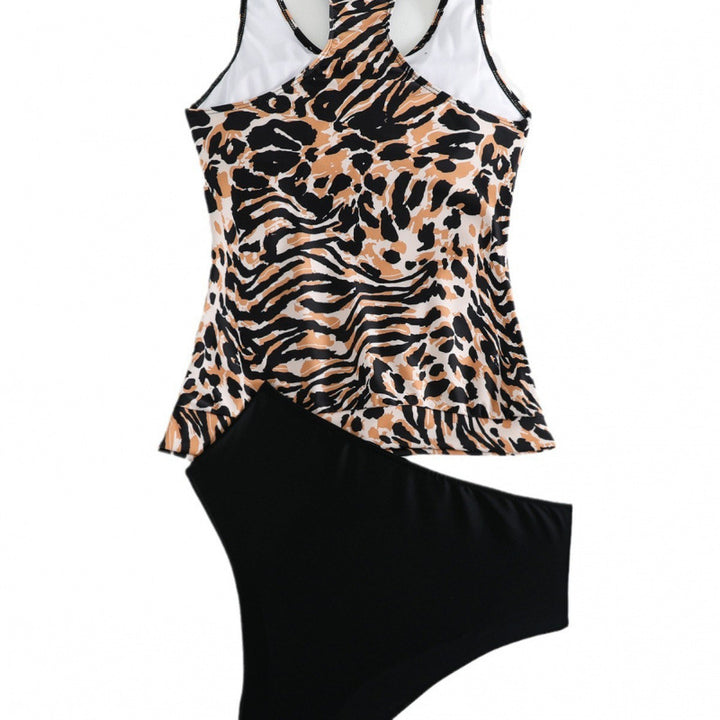 Damen Tankini-Set mit modischem Tiermuster und elastischem Hochbund Drune