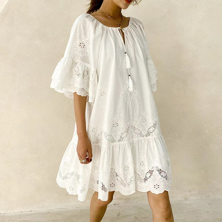 Damen Luftiges Sommerkleid mit Spitzenverzierungen Drune