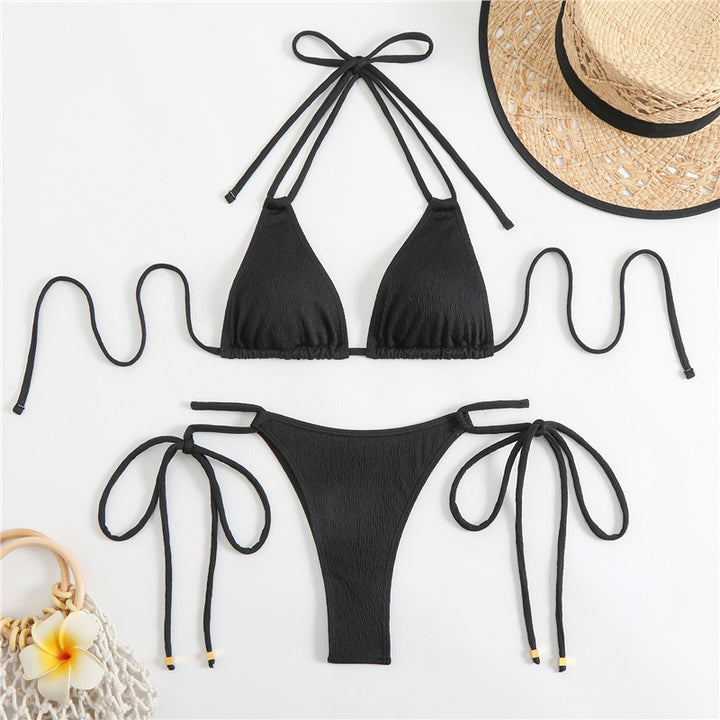 Damen Triangel-Bikini-Set mit verstellbaren Knoten Drune