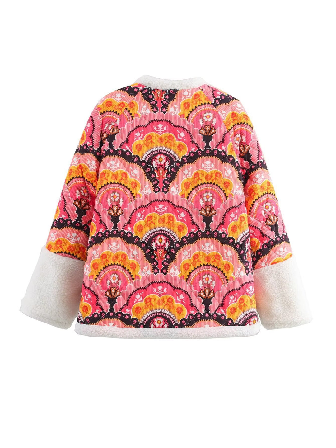 Damen gesteppte Übergangsjacke mit floralem Muster und kuscheligem Fleece Drune