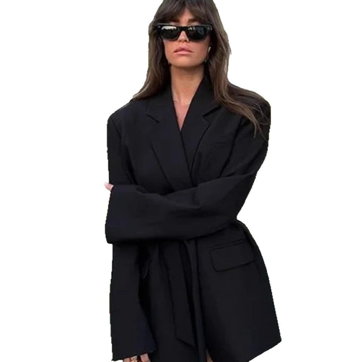 Damen Elegante Blazerjacke mit Gürtel und Taschen Drune