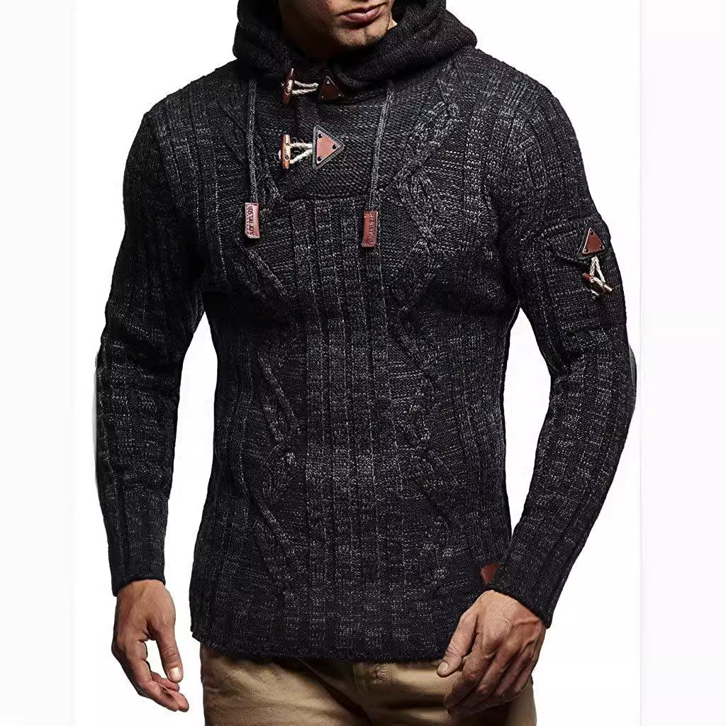 Herren Strickpullover mit Kapuze und hochwertiger Struktur Drune