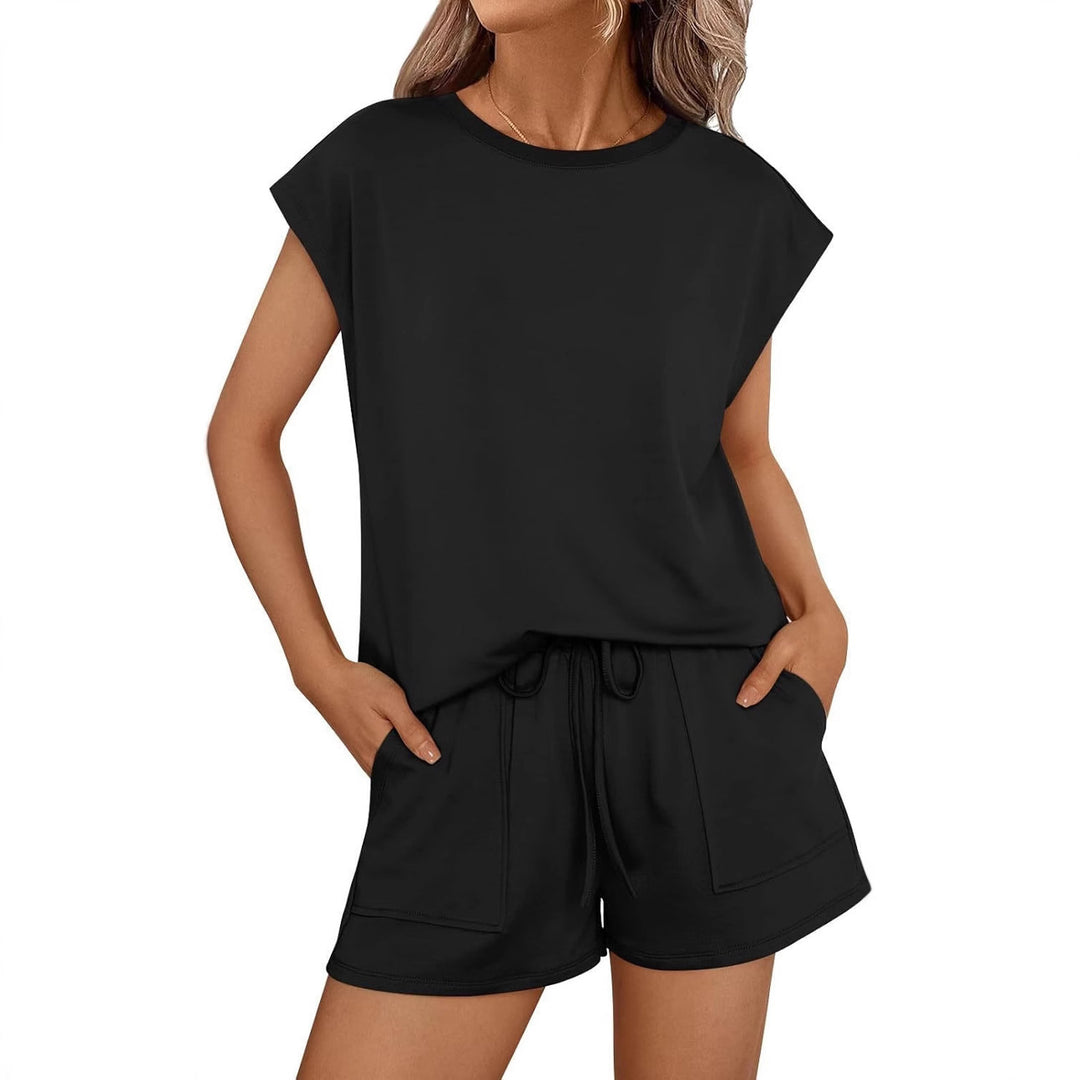 Damen lässiges Zweiteiliges Set mit weitem Oberteil und Shorts Drune