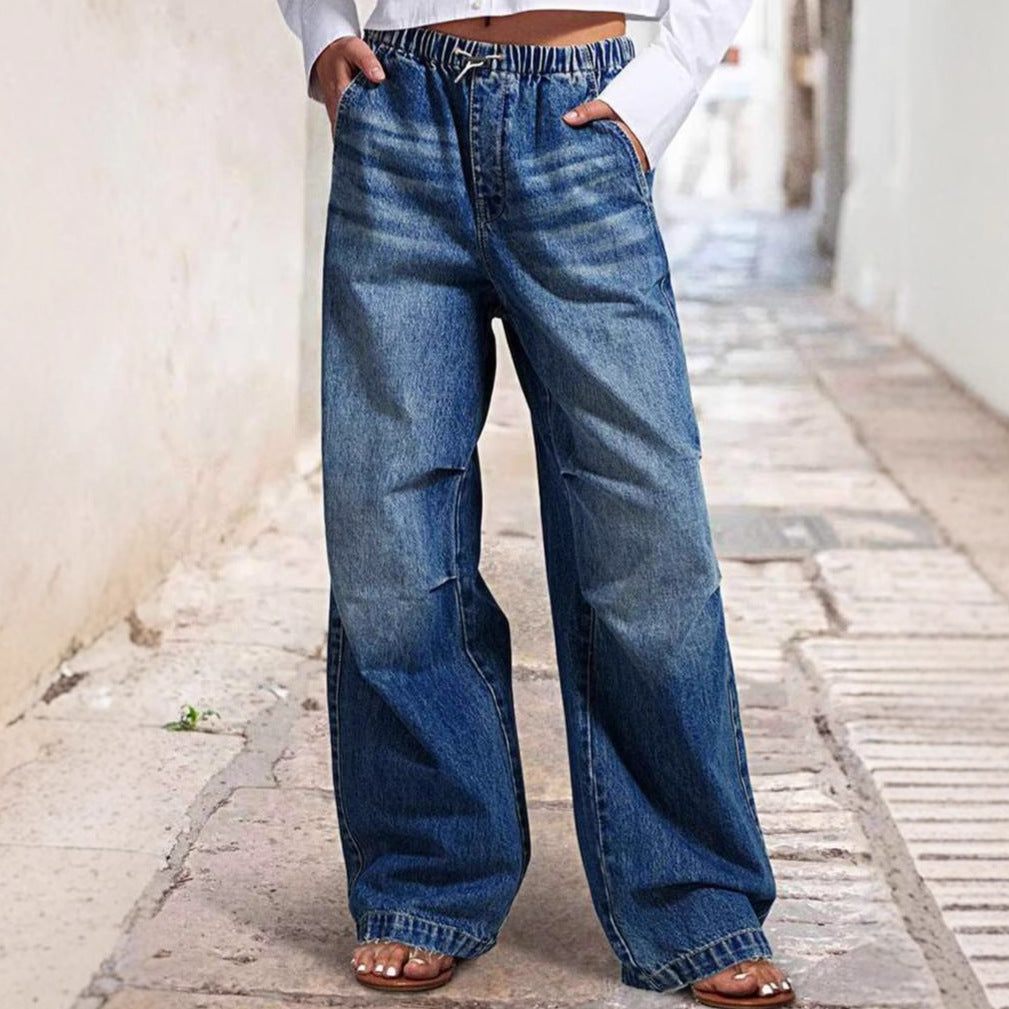 Damen Bequeme weit geschnittene Jeanshose im lässigen Urban-Style Drune