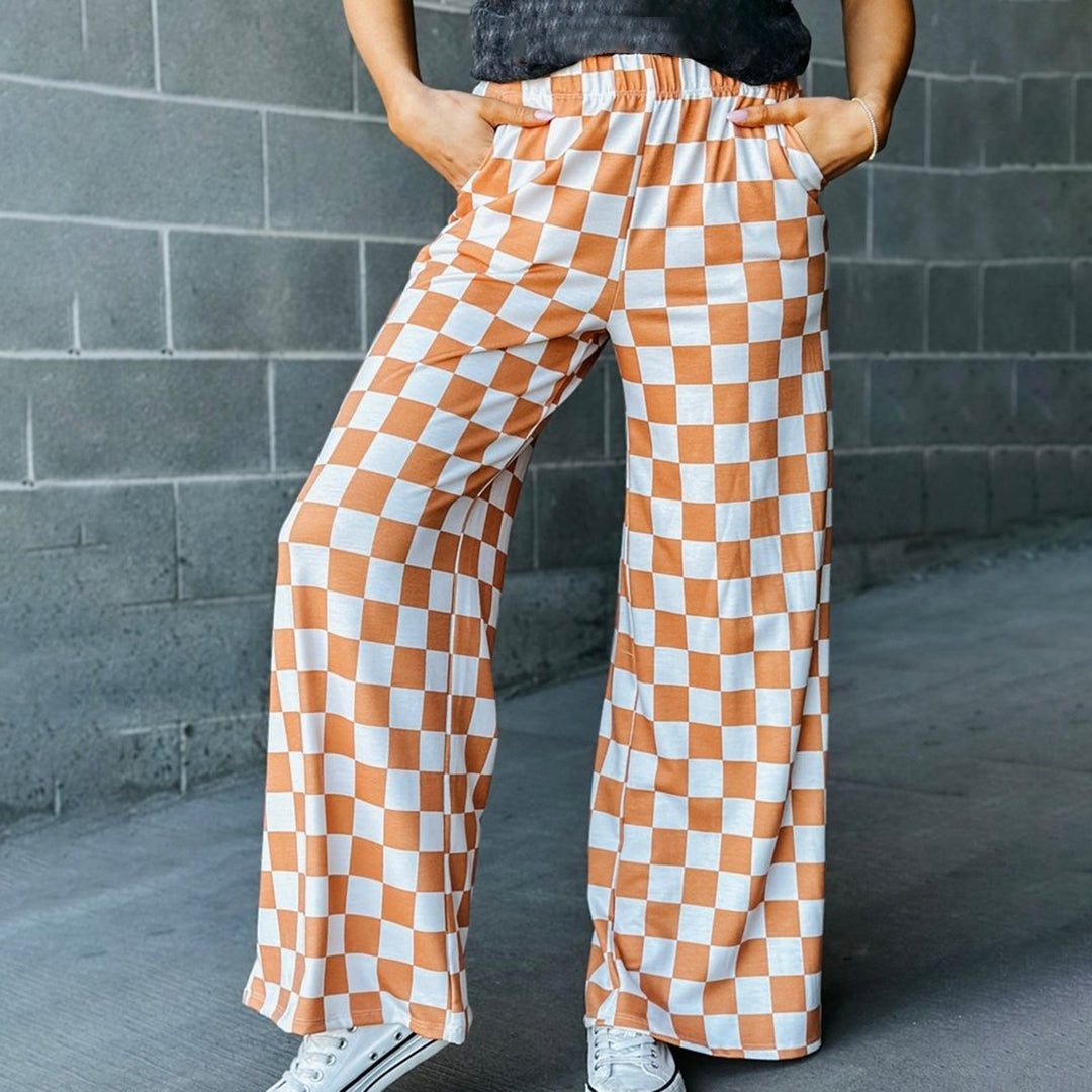 Damen Karierte Palazzohose Drune
