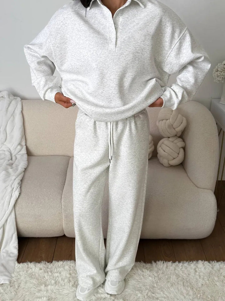 Damen lässiges Poloshirt mit weiten Hosen Drune