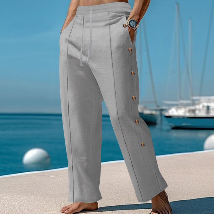 Herren Elegante Freizeithose mit verstellbarem Bund und praktischen Druckknöpfen Drune