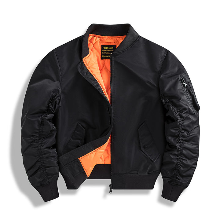 Herren  isolierte Flugjacke im Bomber-Stil mit kontrastierendem, gefüttertem Innenfutter und Ärmel-Reißverschluss-Nutzungsfach Drune