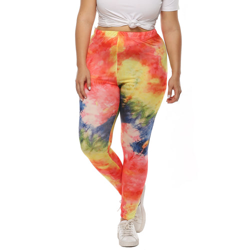 Damen farbenfrohe Leggings mit modernem Batikmuster Drune