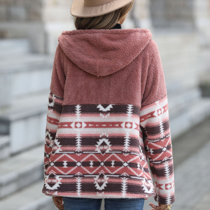Damen Plüschjacke mit traditionellem Muster und praktischen Taschen Drune
