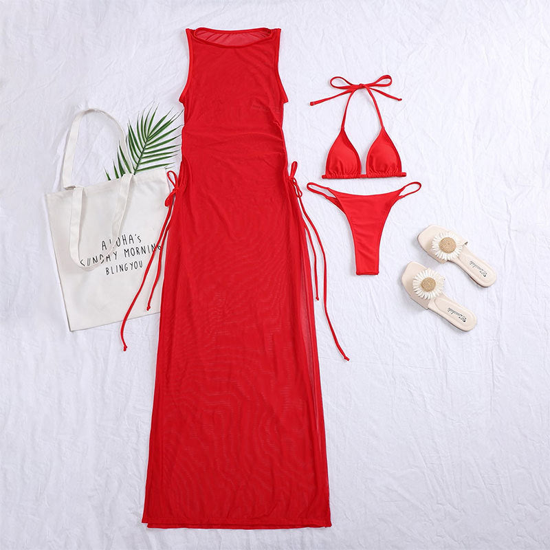 Damen Strandkleid mit asymmetrischem Wickeldesign Drune