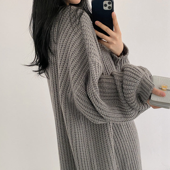 Damen Grober Strickcardigan mit offenem Schnitt und bequemen Ärmelabschlüssen Drune