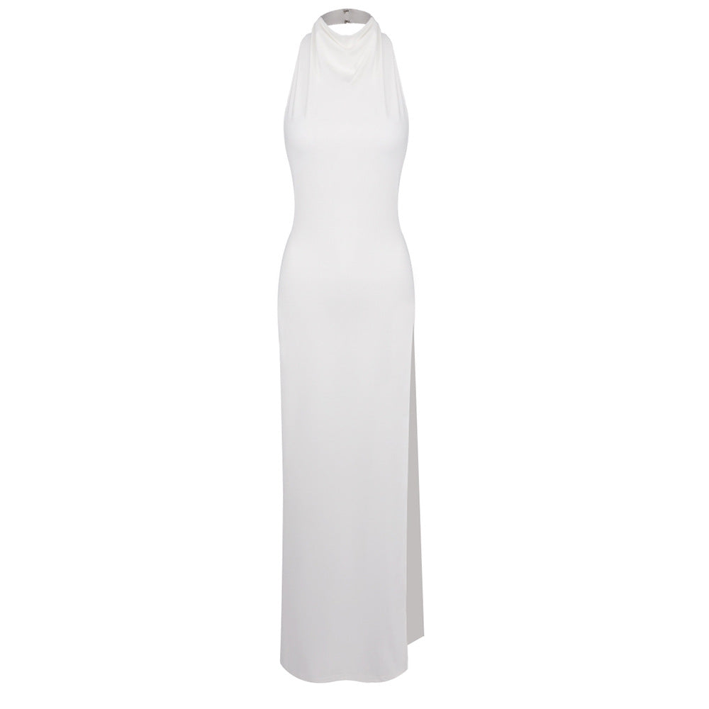 Damen Elegantes Maxikleid mit hochgeschlossenem Design und seitlichem Schlitz Drune