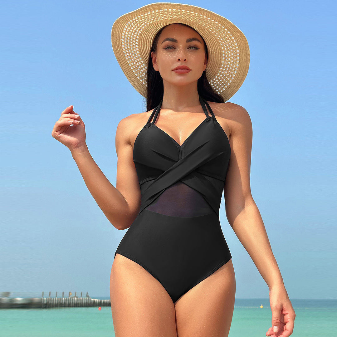 Damen Einteiliger Badeanzug mit stylishen Mesh-Elementen Drune