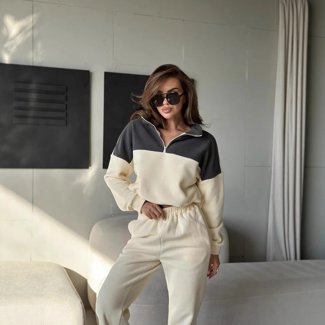 Damen Modisches Loungewear-Set mit Reißverschluss Drune