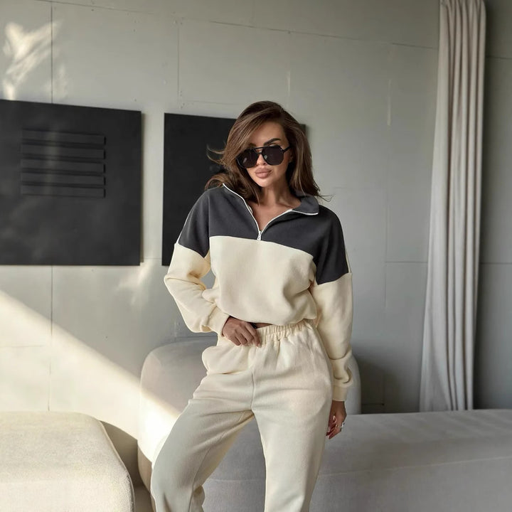 Damen Modisches Loungewear-Set mit Reißverschluss Drune