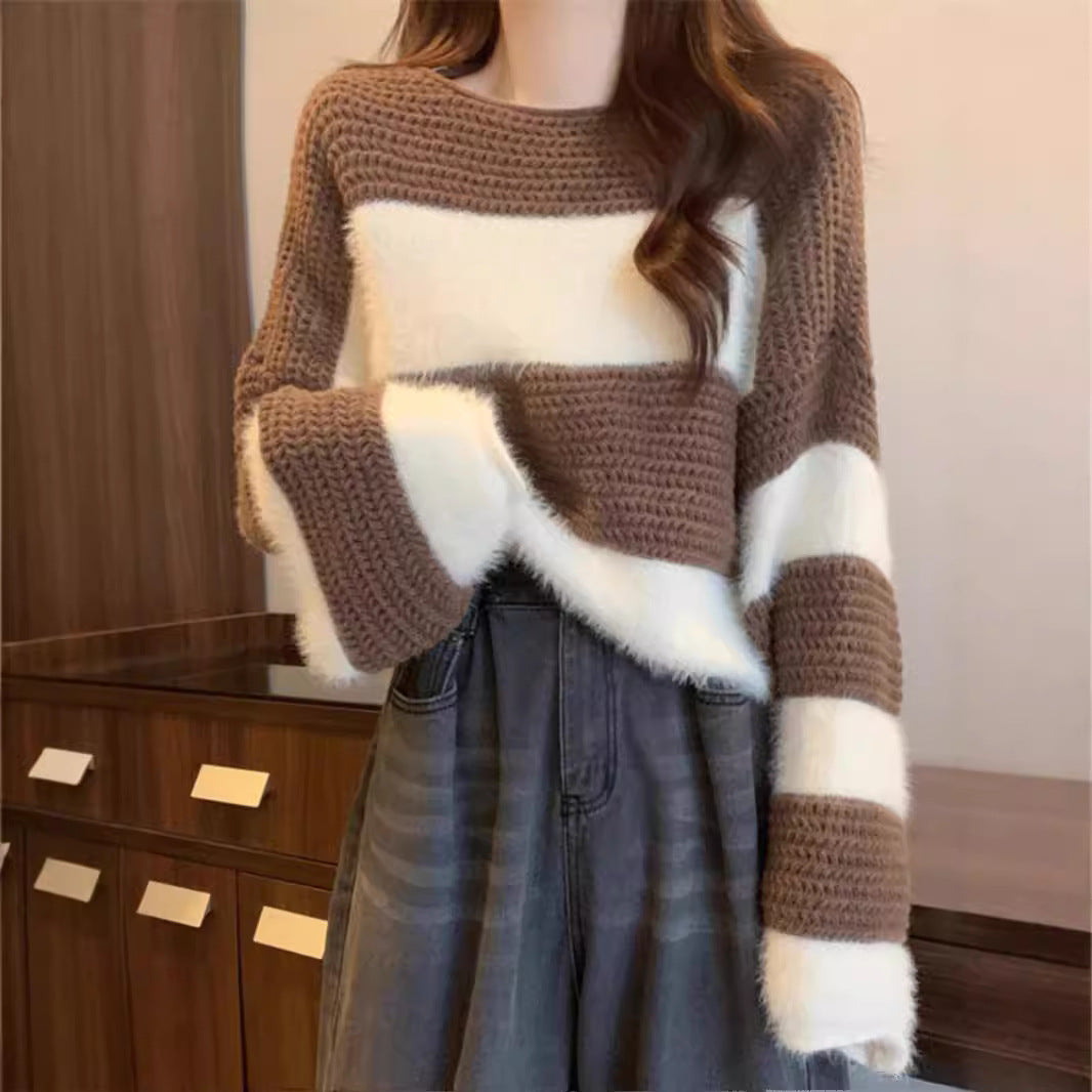 Damen Pullover mit breiten Streifen und lockerem Schnitt Drune