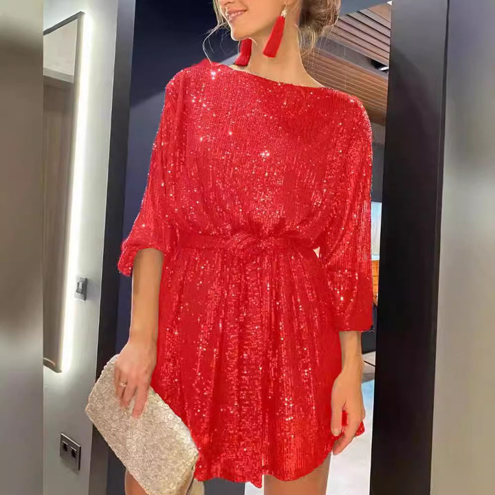 Damen Paillettenkleid mit weitem Schnitt und eleganter Taillierung Drune