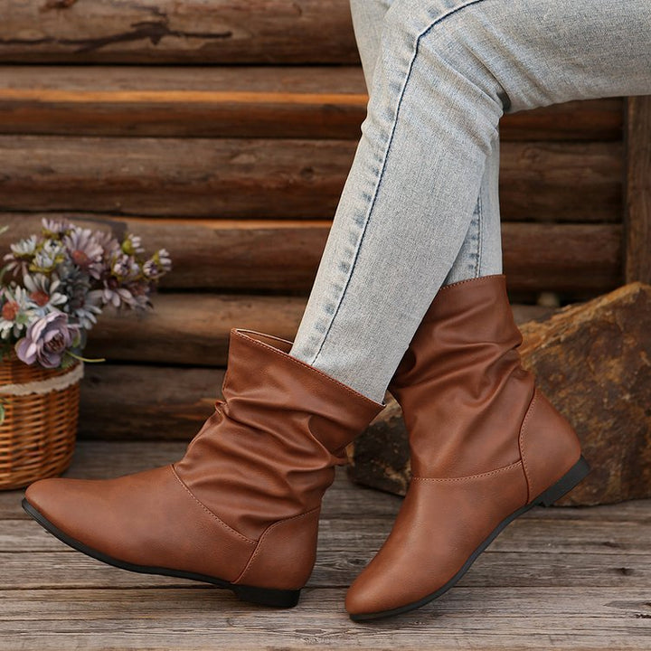 Damen modische Stiefeletten mit elegantem Rüschendesign und weichem Obermaterial Drune