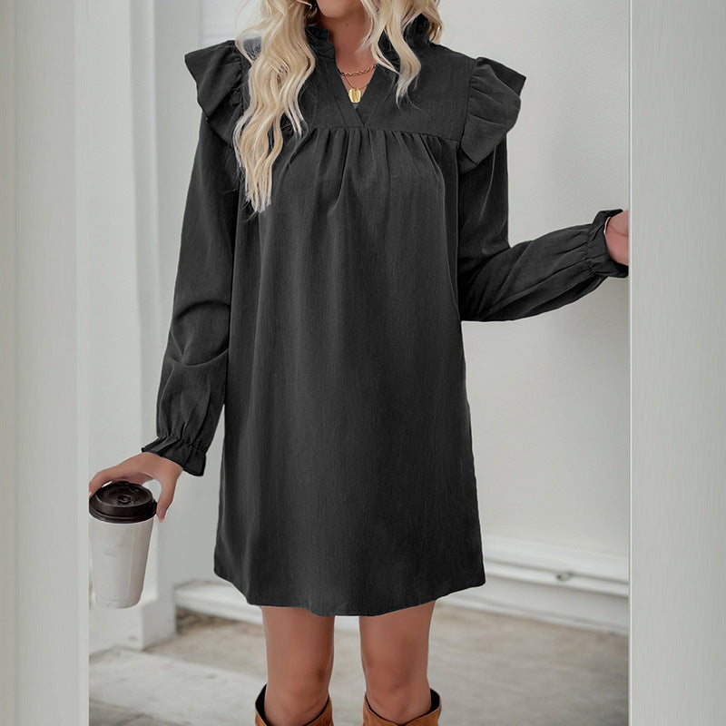 Damen Freizeitkleid mit Rüschendetails und elegantem Schnitt Drune