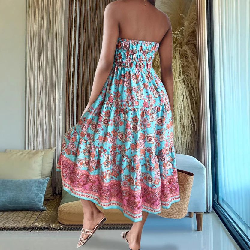 Damen Sommerlicher Maxirock mit floralen Mustern und voluminösem Saum Drune