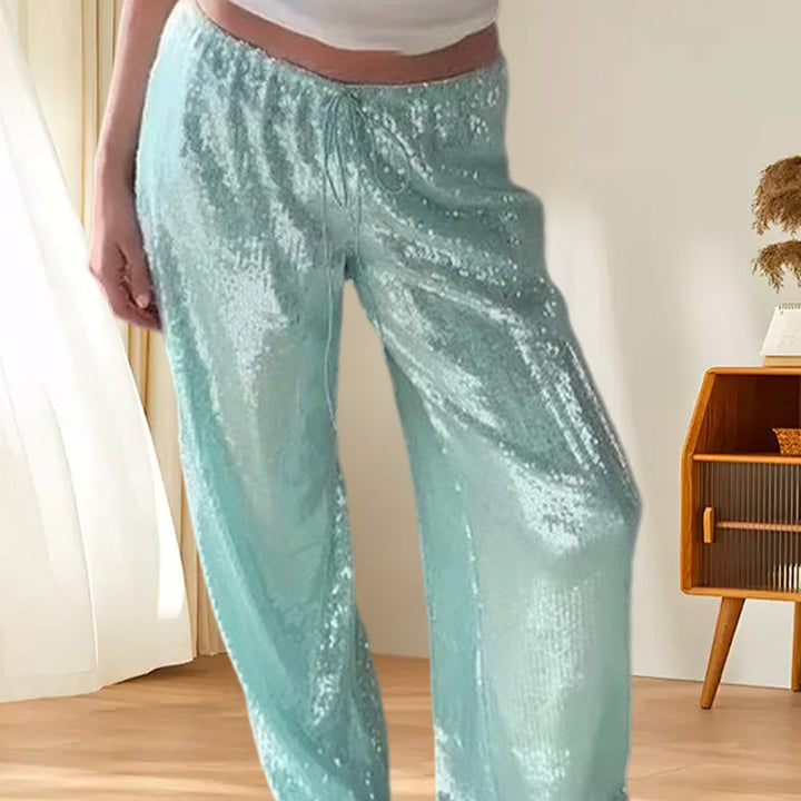 Damen Glitzernde Freizeithose mit weitem Schnitt und elastischem Bund Drune