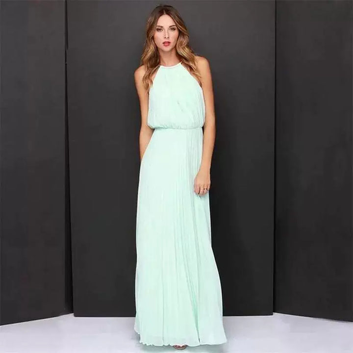 Damen Plissee-Abendkleid Rückenausschnitt Blouson-Top