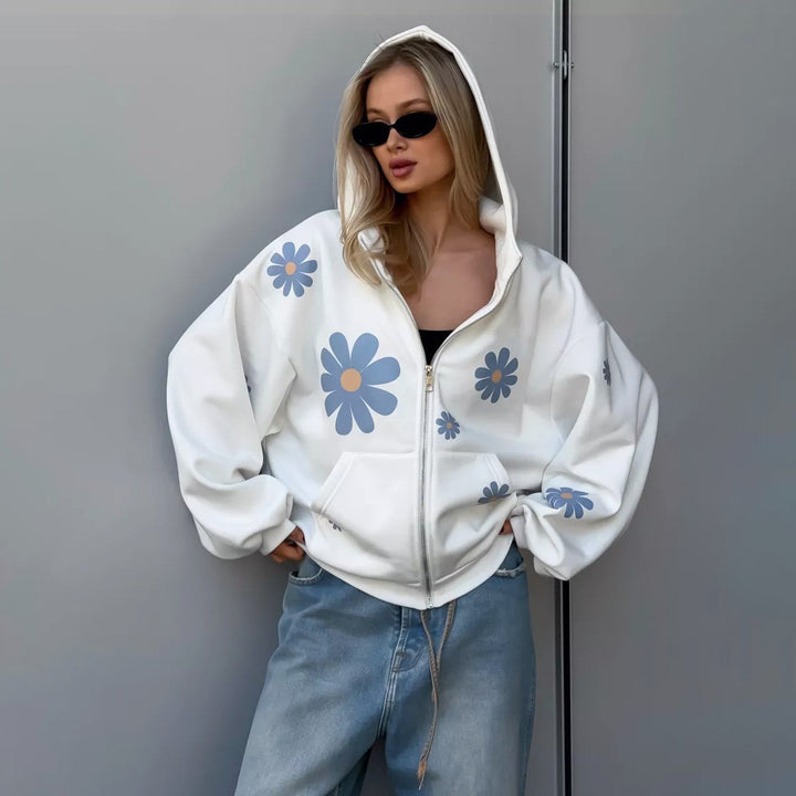 Damen Kapuzenjacke mit floralen Motiven und lässigem Schnitt Drune