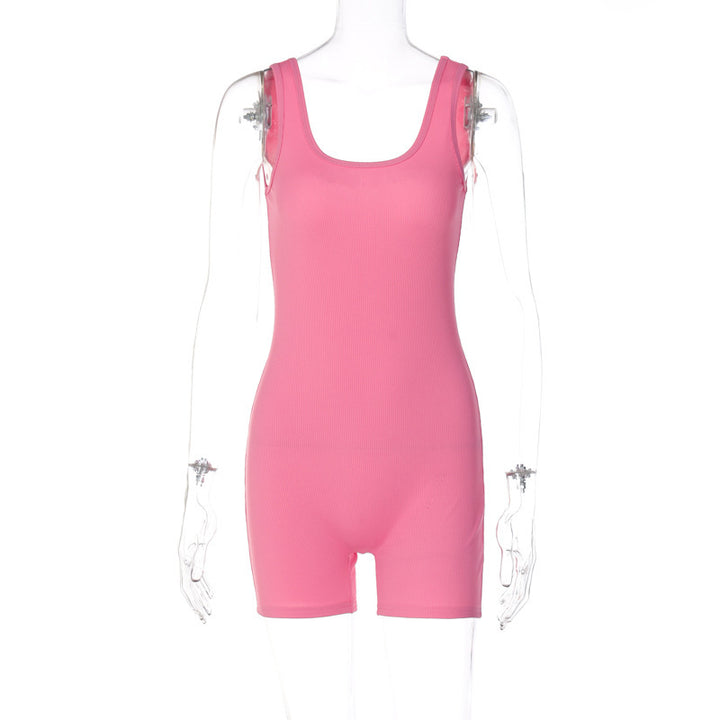 Damen figurbetontes Minikleid-Einteiler mit breiten Trägern und aufregendem Rückenausschnitt Drune