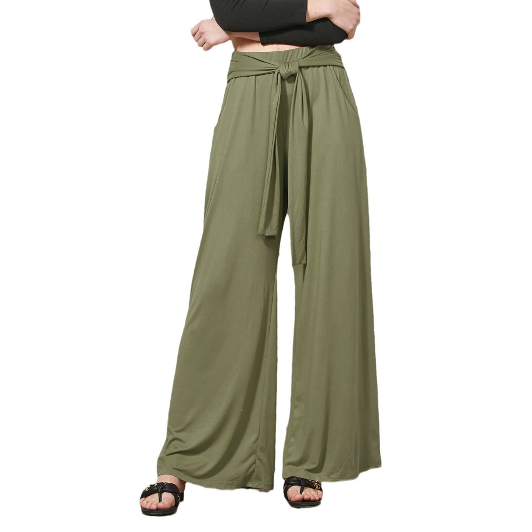 Damen Weite Jersey-Hose mit Bindegürtel und hohem Bund Drune