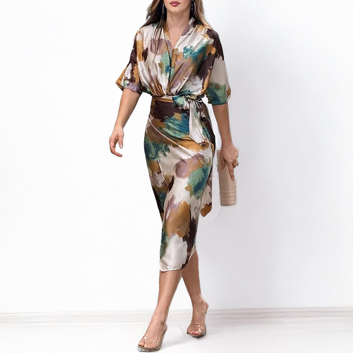 Damen Umstands-Kleid mit modischem Wickel-Design und elegantem Schnitt Drune