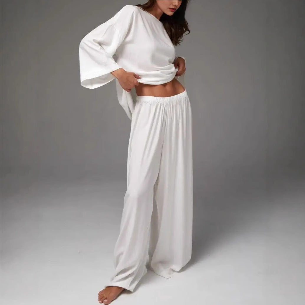 Damen Elegantes Lounge-Set mit weit geschnittenem Oberteil und Palazzo-Hosen Drune