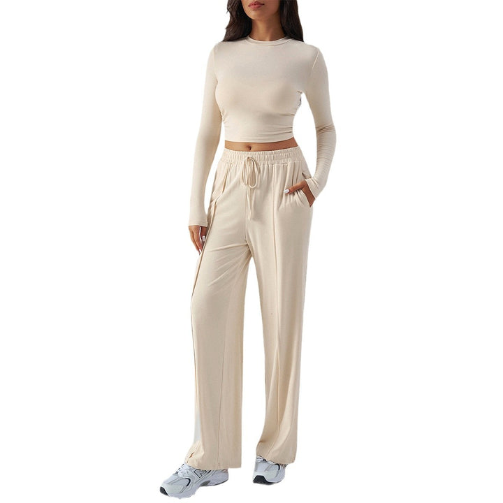Damen lässiges Zweiteiler-Set mit weitem Oberteil und elastischen Hosen Drune