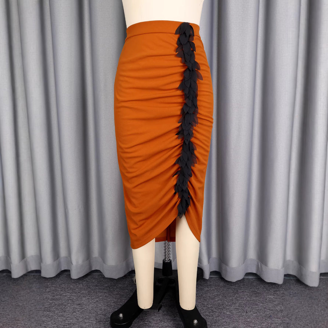 Damen eleganter Rock mit Rüschendetails Drune