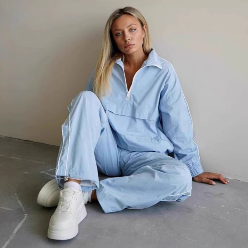 Damen leichte Windjacke mit hohem Kragen und verstecktem Reißverschluss Drune