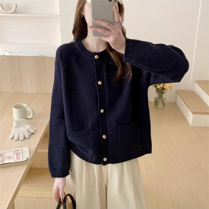 Damen Knopfleisten Strickjacke mit Taschen Drune