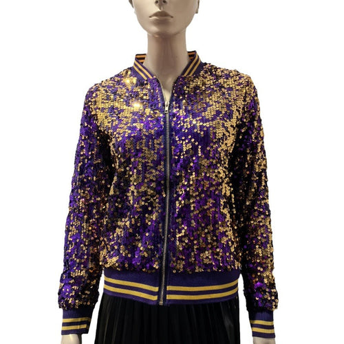 Damen Glitzernde Bomberjacke mit sportlichen Strickdetails Drune