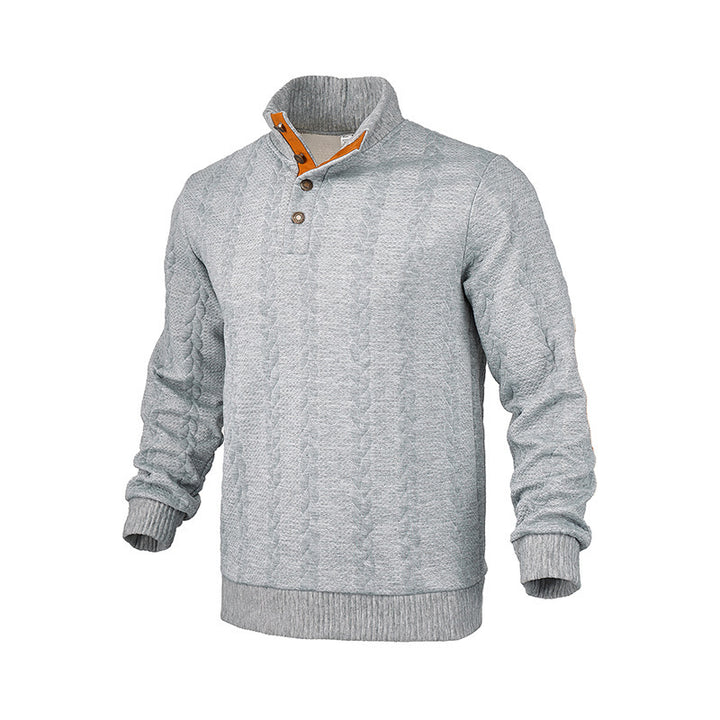 Herren modischer Strickpullover mit Stehkragen und kontrastierenden Akzenten Drune
