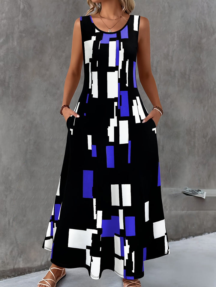 Damen Maxikleid mit buntem Grafikdesign Drune